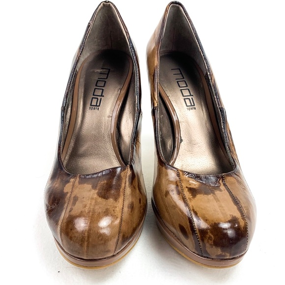 Moda Spana Wood Grain Pumps Heels Platform 7.5 - Picture 4 of 8